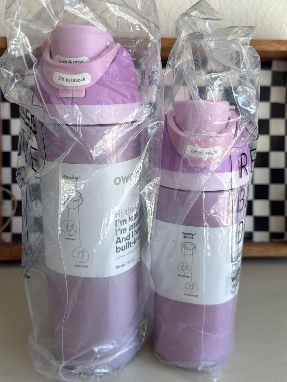Owala 24 and 16 fl oz FreeSip Insulated Water Bottle - First Crush set of 2